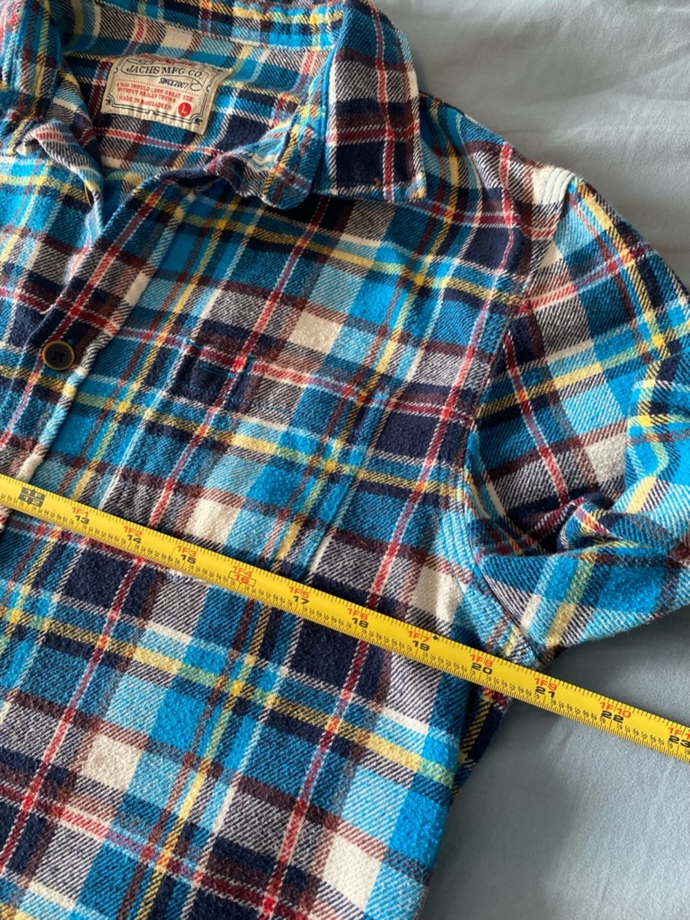 Original Jachs Mfg Co Blue Plaid Flannel Shirt Men’s Large Button Down Gorpcore - Picture 9 of 9